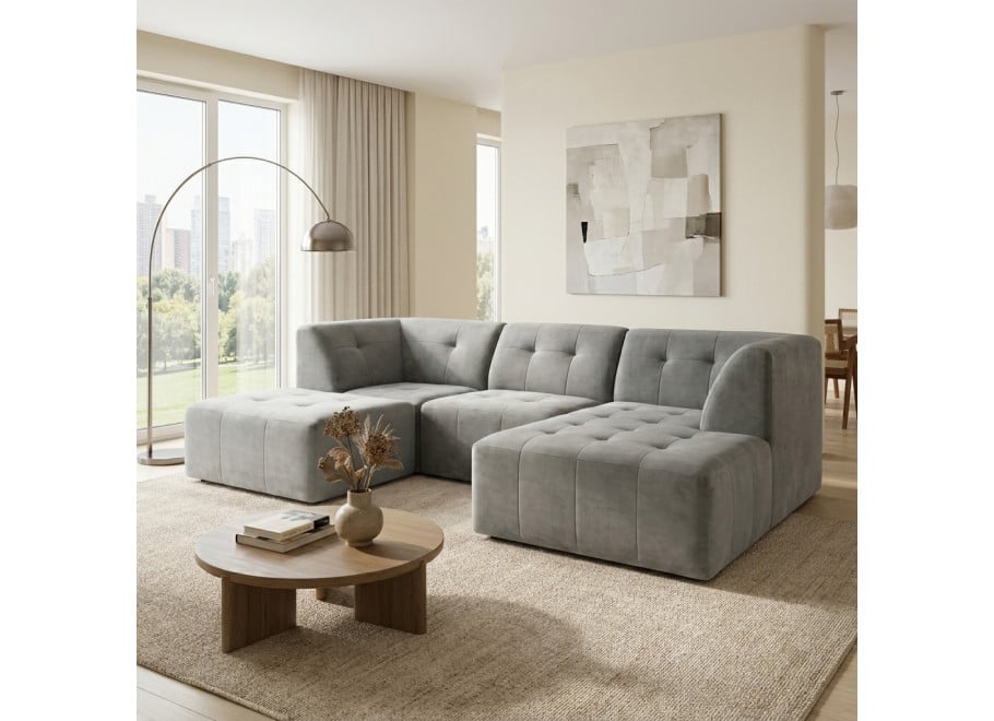 Narożnik modułowy Antica 1 w welurowej szarej tkaninie Magic Velvet 2241 - Magic Velvet 2241