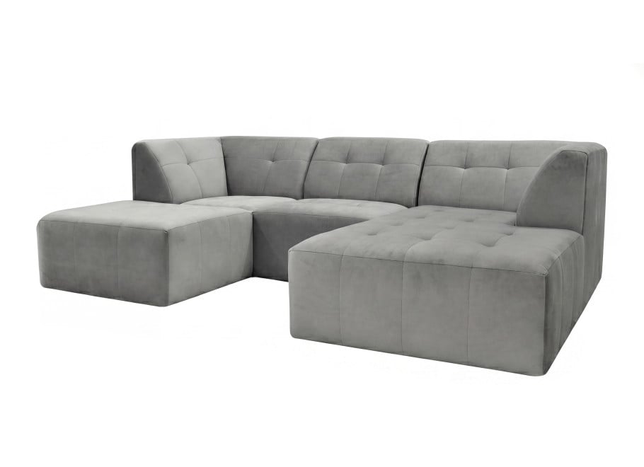 Narożnik modułowy Antica 1 w welurowej szarej tkaninie Magic Velvet 2241 - Magic Velvet 2241