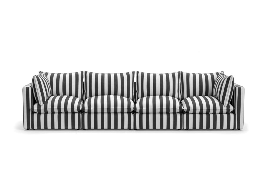 Sofa ogrodowa w czarne pasy Marvella 7  duża modułowa sofa outdoor 3