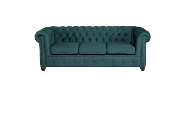 Sofa trzyosobowa pikowana Chesterfield VINCENT - wypoczynkowe