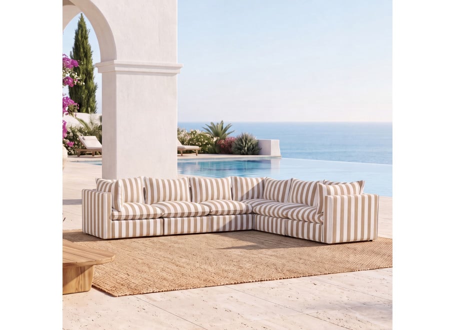 Beżowa sofa ogrodowa Marvella 8 - luksusowy modułowy narożnik outdoor
