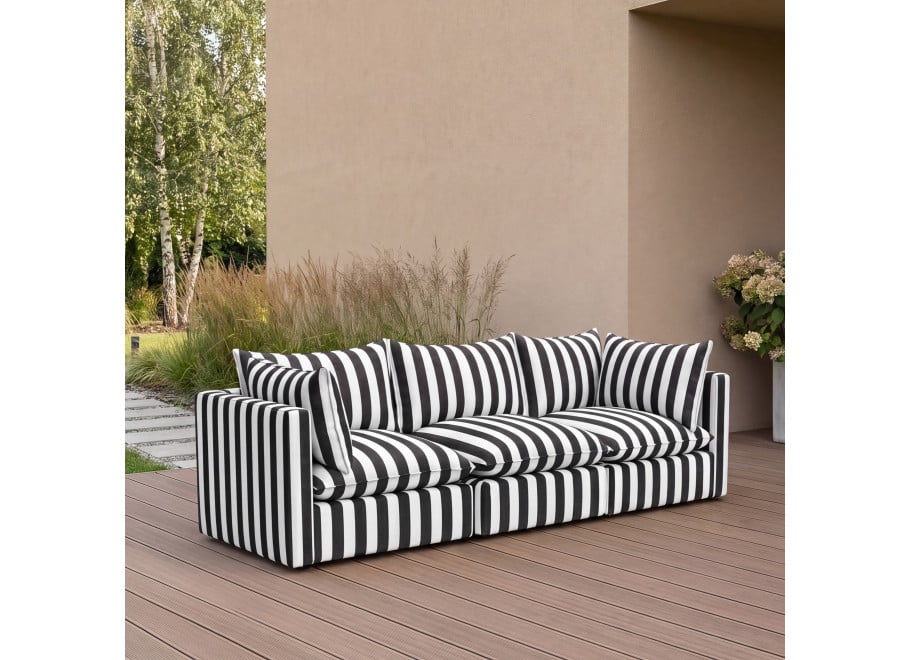 Sofa w czarne pasy outdoor modułowa Marvella 9 - nowoczesna do ogrodu