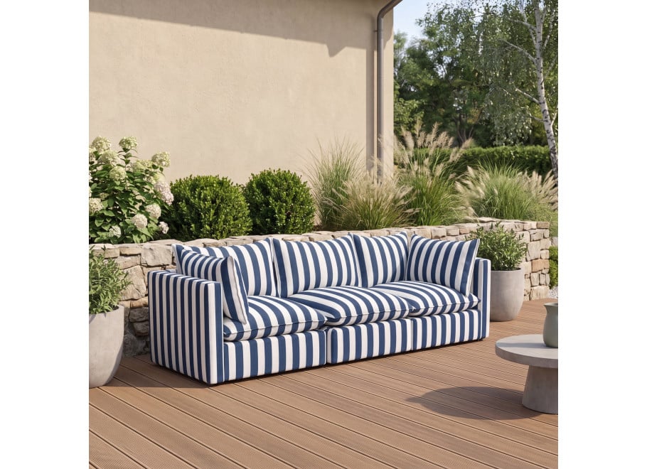 Niebieska sofa modułowa Marvella 9 - luksusowa z trwałej tkaniny outdoor