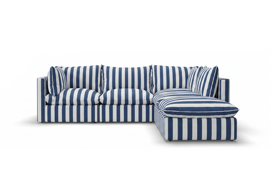 Niebieska sofa ogrodowa Marvella 10 w paski - Modułowy narożnik Outdoor 2