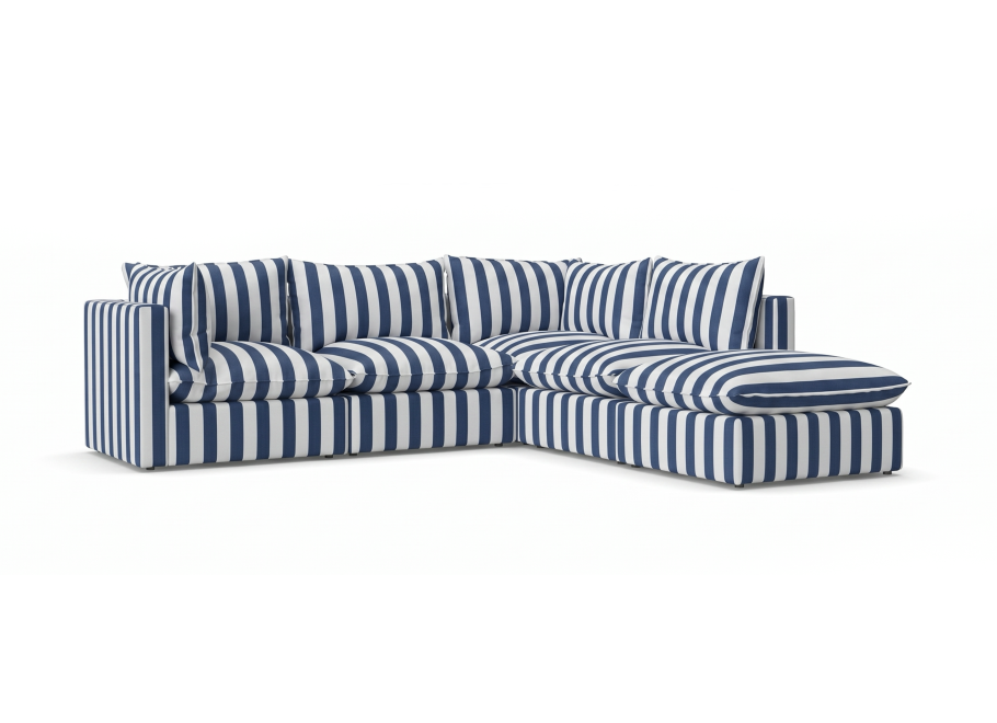 Niebieska sofa ogrodowa Marvella 10 w paski - Modułowy narożnik Outdoor 4