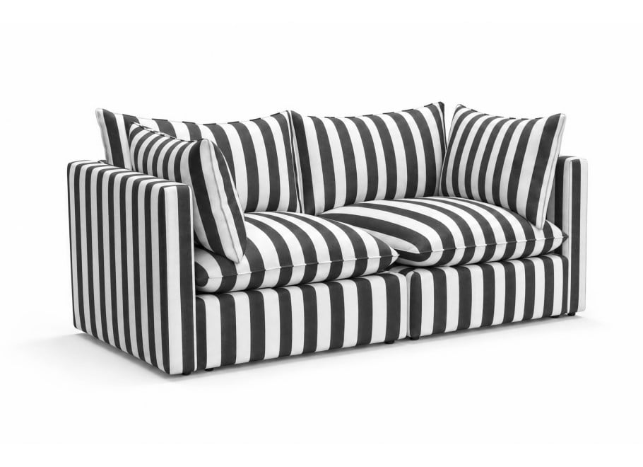 Sofa ogrodowa Marvella 11 modułowa Outdoor czarno-biała w pasy 2