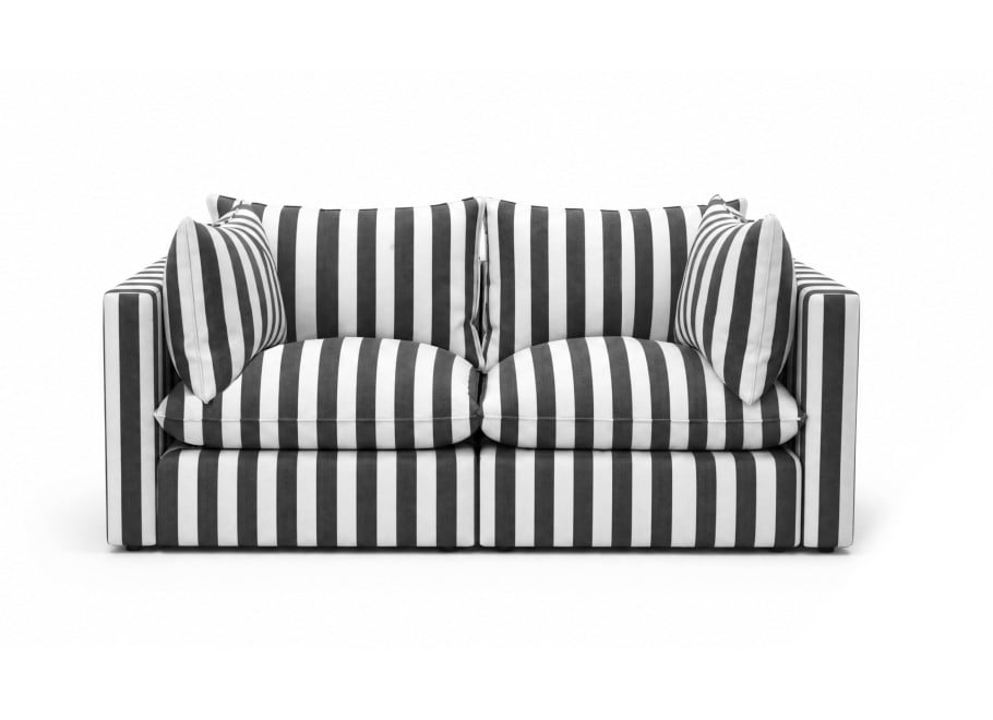 Sofa ogrodowa Marvella 11 modułowa Outdoor czarno-biała w pasy 3