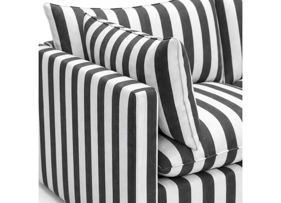 Sofa ogrodowa Marvella 11 modułowa Outdoor czarno-biała w pasy 5