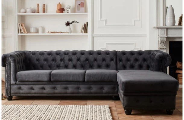 Narożnik pięcioosobowy pikowany Chesterfield FELIX 3+OT - design i funkcjonalnosc w parze