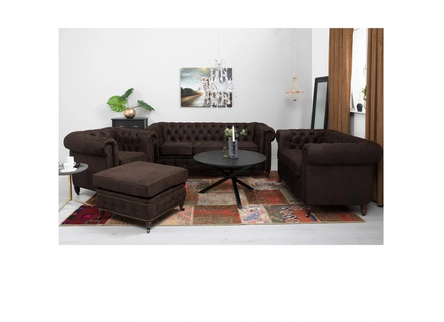 Sofa trzyosobowa pikowana Chesterfield VINCENT