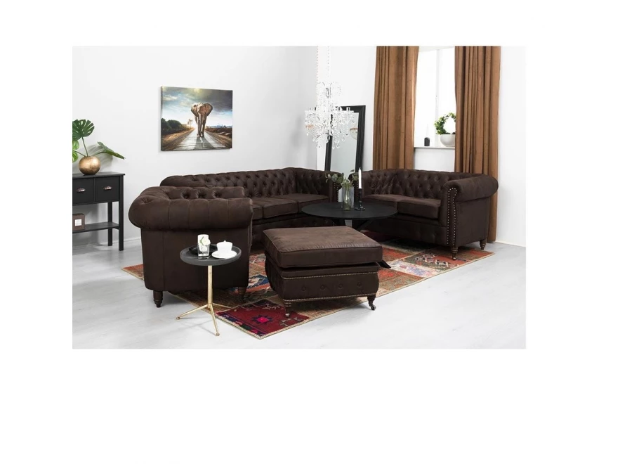 Sofa trzyosobowa pikowana Chesterfield VINCENT