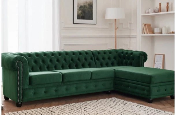 Narożnik pięcioosobowy pikowany Chesterfield FELIX 3+OT - design i funkcjonalnosc w parze