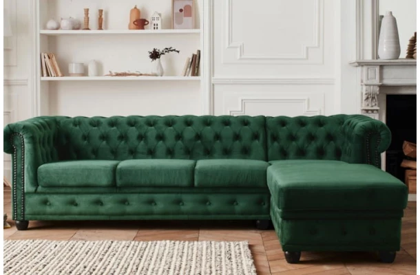 Narożnik pięcioosobowy pikowany Chesterfield FELIX 3+OT - design i funkcjonalnosc w parze