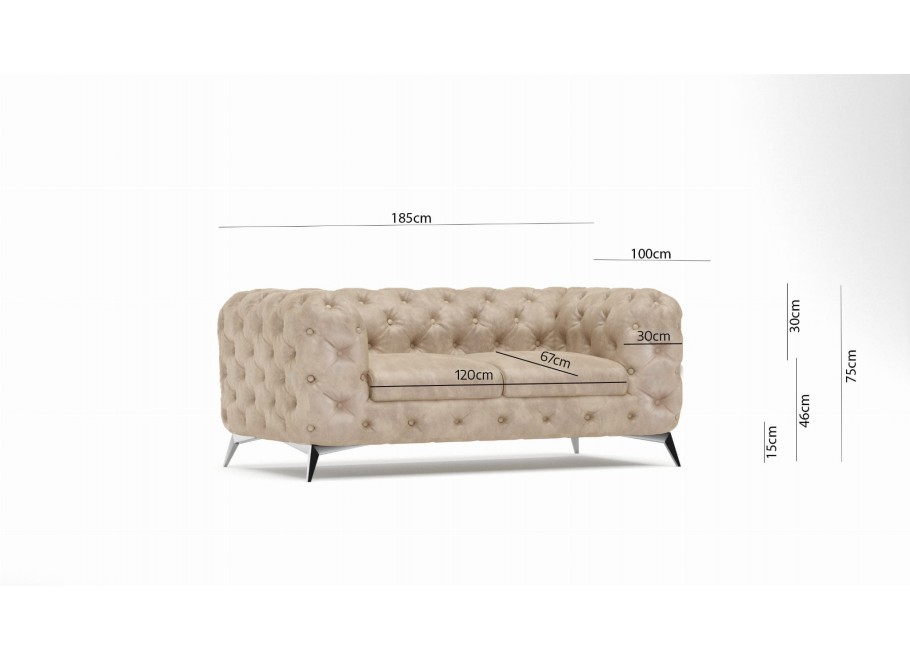Zestaw mebli pikowanych glamour Chesterfield 2,5+2+1 TEO w czarnej welurowej tkaninie Riviera 100 4