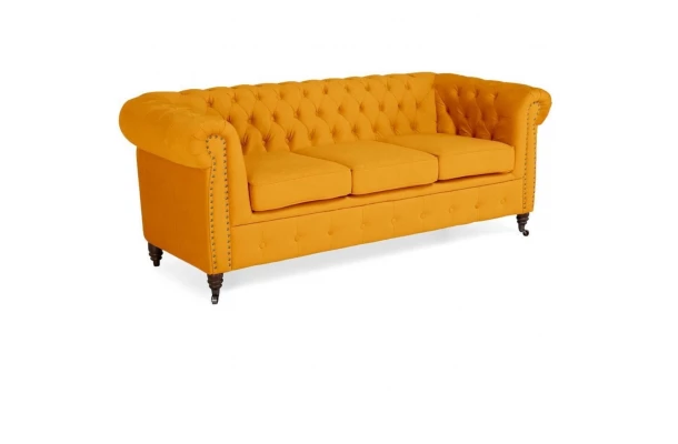 Sofa trzyosobowa z funkcją spania pikowana Chesterfield VINCENT - designerskie