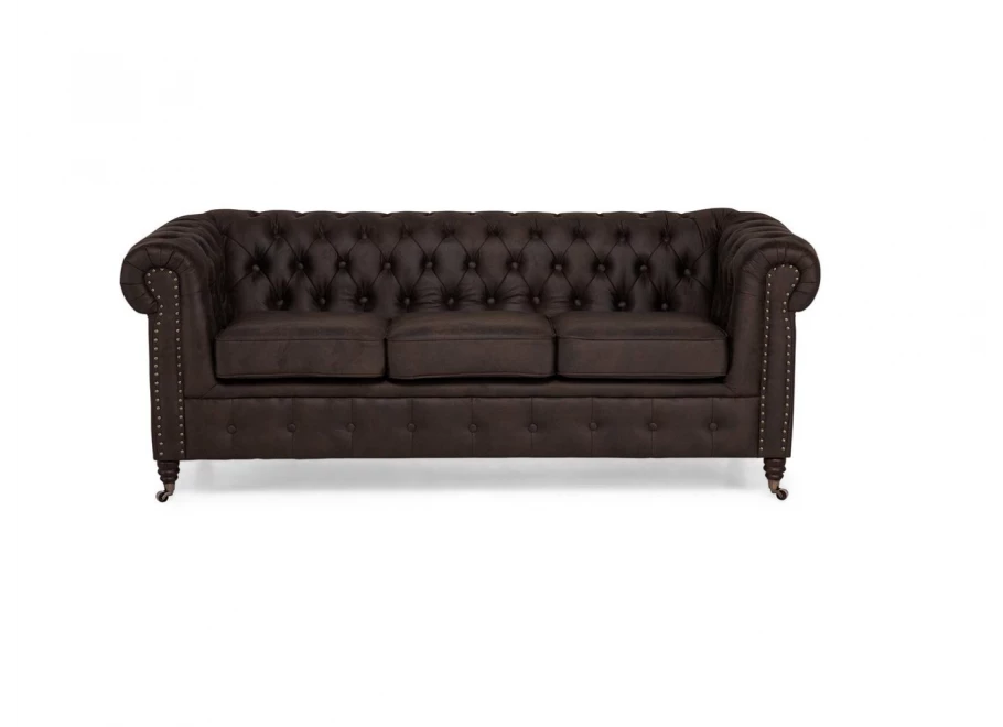Sofa trzyosobowa z funkcją spania pikowana Chesterfield VINCENT