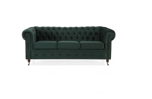 Sofa trzyosobowa z funkcją spania pikowana Chesterfield VINCENT - design i funkcjonalnosc w parze