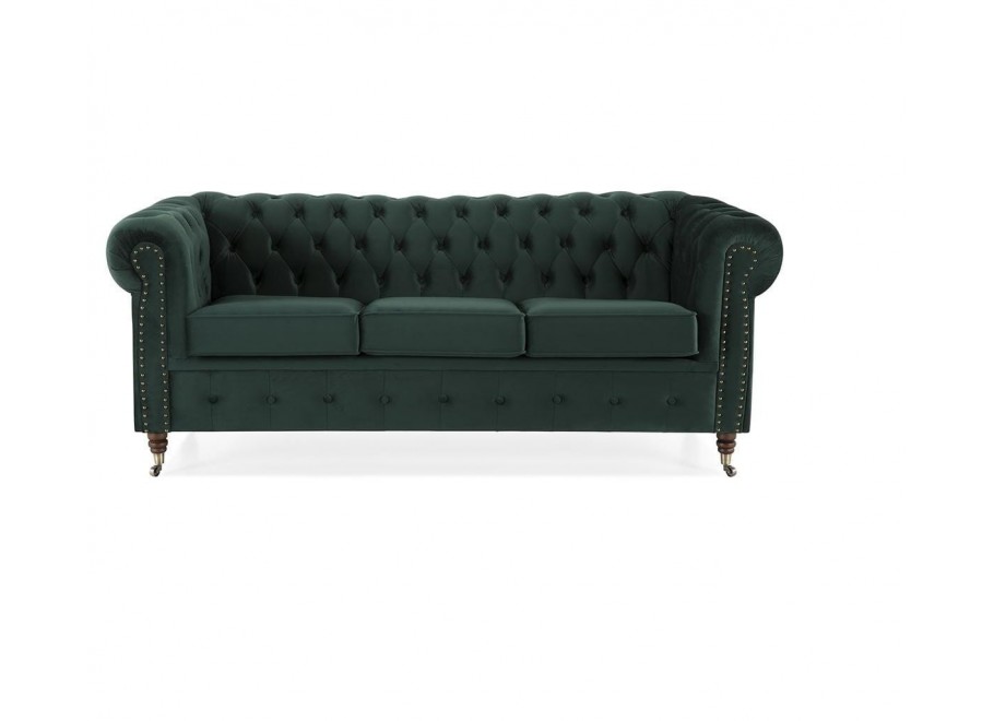 Sofa trzyosobowa z funkcją spania pikowana Chesterfield VINCENT 13