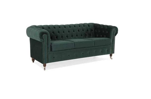 Sofa trzyosobowa z funkcją spania pikowana Chesterfield VINCENT - design i funkcjonalnosc w parze