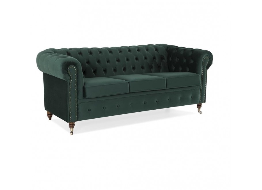 Sofa trzyosobowa z funkcją spania pikowana Chesterfield VINCENT 17