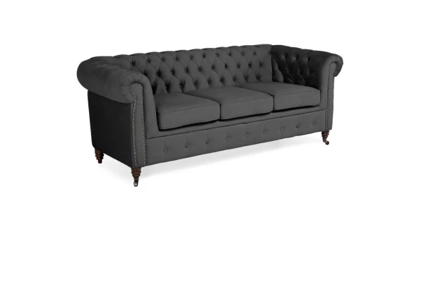 Sofa trzyosobowa z funkcją spania pikowana Chesterfield VINCENT - design i funkcjonalnosc w parze