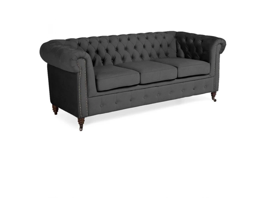 Sofa trzyosobowa z funkcją spania pikowana Chesterfield VINCENT