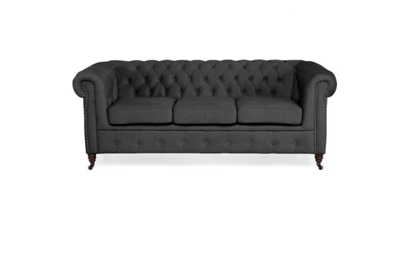 Sofa trzyosobowa z funkcją spania pikowana Chesterfield VINCENT - design i funkcjonalnosc w parze