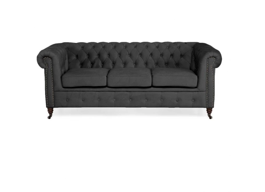 Sofa trzyosobowa z funkcją spania pikowana Chesterfield VINCENT