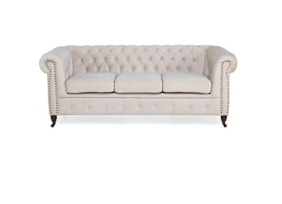Sofa trzyosobowa z funkcją spania pikowana Chesterfield VINCENT