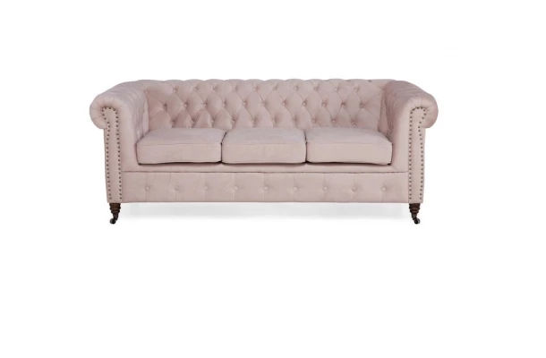 Sofa trzyosobowa z funkcją spania pikowana Chesterfield VINCENT - design i funkcjonalnosc w parze