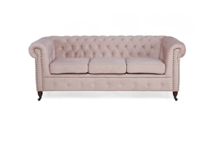 Sofa trzyosobowa z funkcją spania pikowana Chesterfield VINCENT