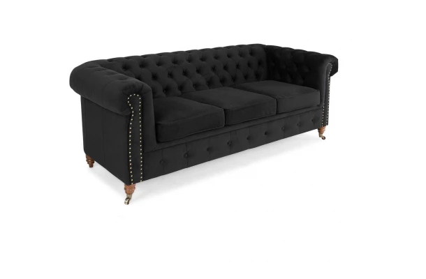 Sofa trzyosobowa z funkcją spania pikowana Chesterfield VINCENT - design i funkcjonalnosc w parze
