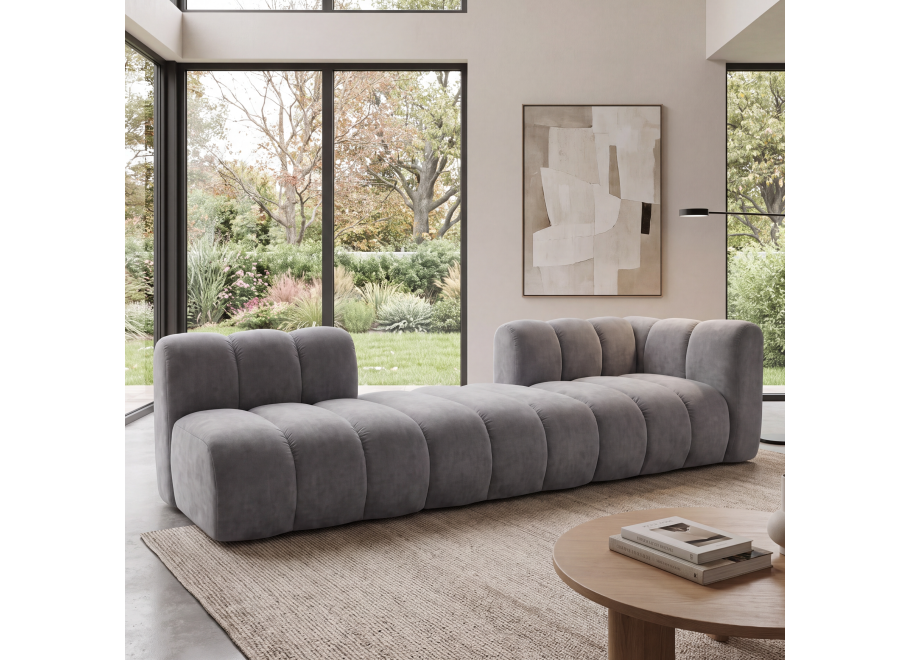 Sofa modułowa Velis 4-osobowa szara, welur