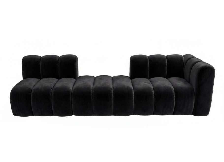 Sofa modułowa Velis 4-osobowa czarna, welur 3