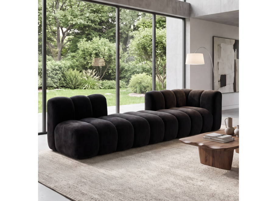 Sofa modułowa Velis 4-osobowa czarna, welur