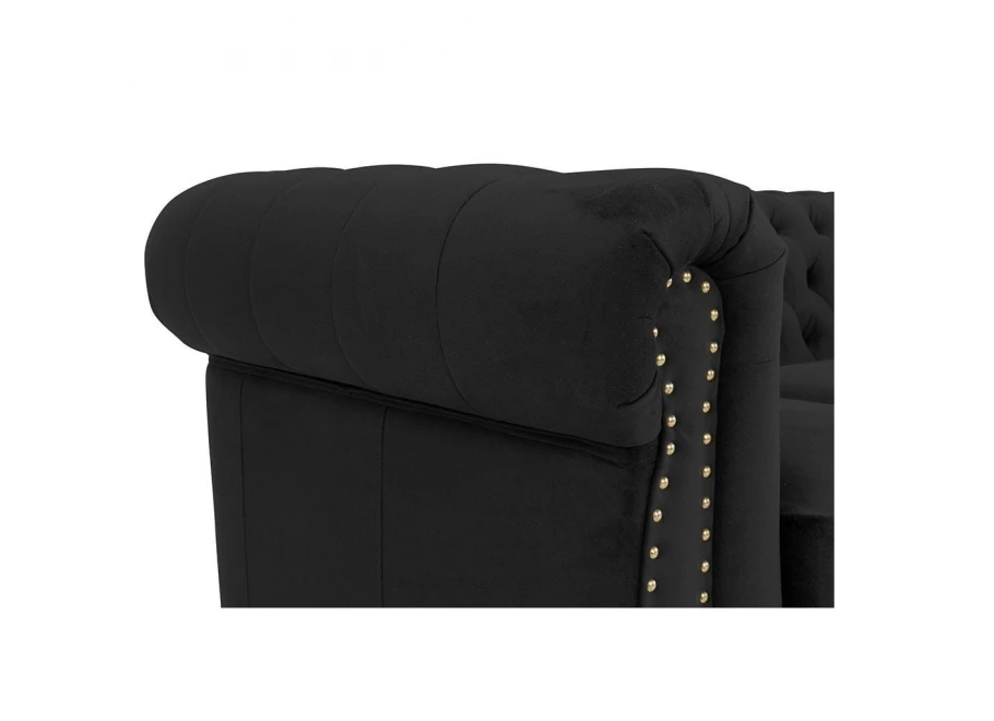 Sofa trzyosobowa z funkcją spania pikowana Chesterfield VINCENT