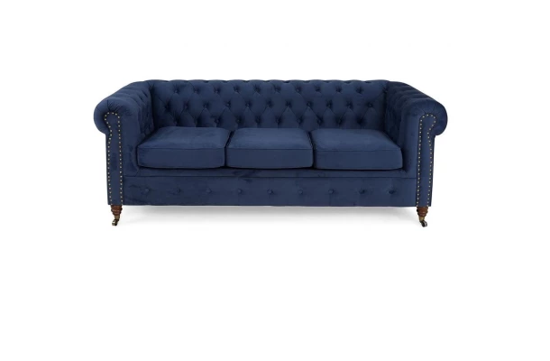 Sofa trzyosobowa z funkcją spania pikowana Chesterfield VINCENT - design i funkcjonalnosc w parze