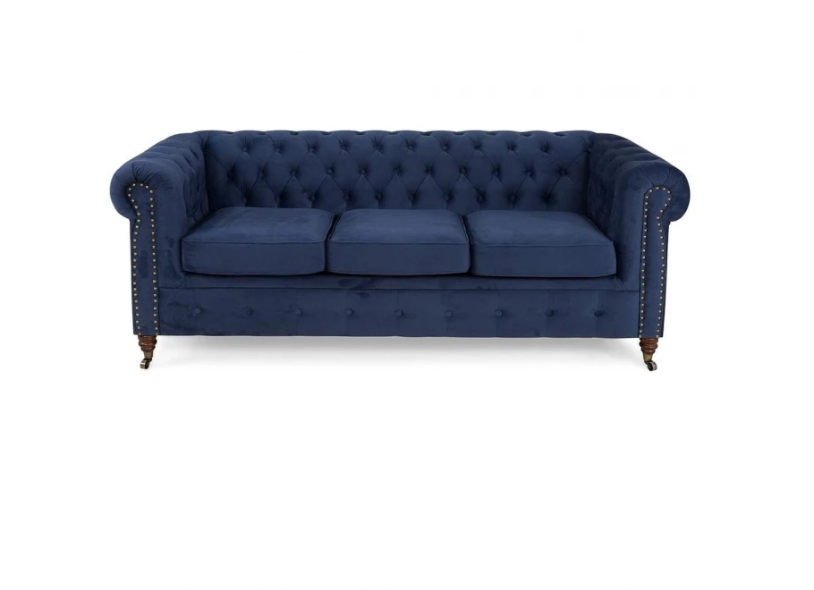 Sofa trzyosobowa z funkcją spania pikowana Chesterfield VINCENT
