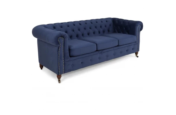 Sofa trzyosobowa z funkcją spania pikowana Chesterfield VINCENT - design i funkcjonalnosc w parze