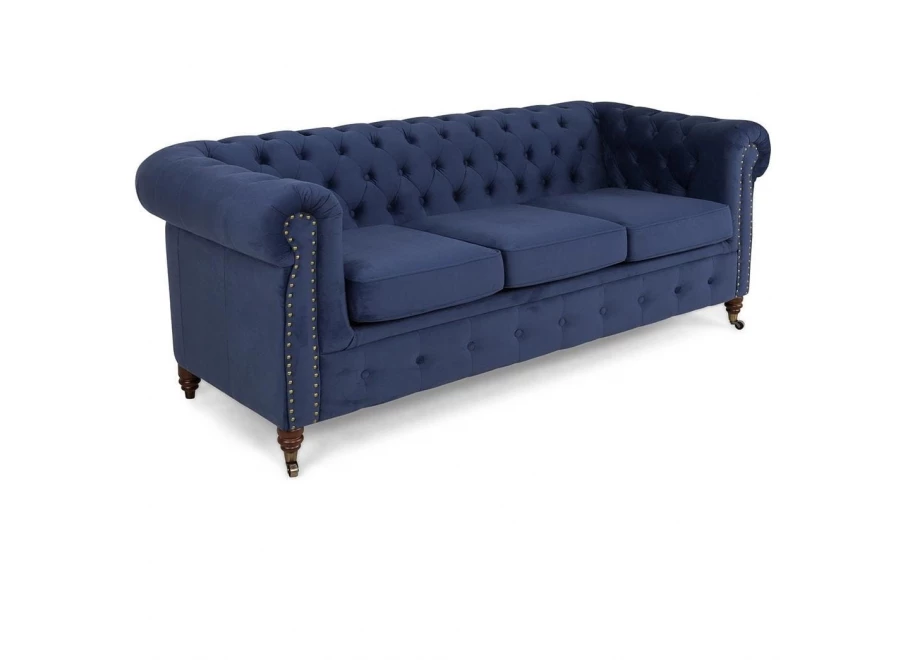 Sofa trzyosobowa z funkcją spania pikowana Chesterfield VINCENT