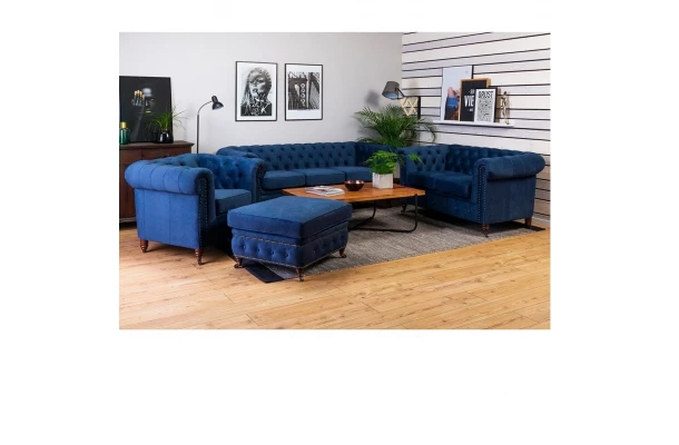 Sofa trzyosobowa z funkcją spania pikowana Chesterfield VINCENT - design i funkcjonalnosc w parze