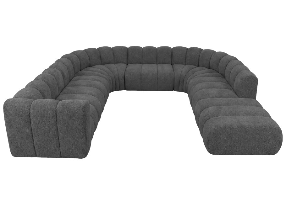 Stylowy narożnik Velis 8-osobowy modułowy w szarej tkaninie boucle 2