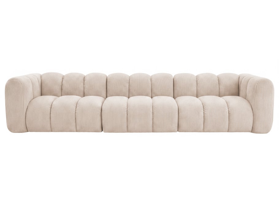 Duża sofa modułowa Velis 4-osobowa do salonu kremowa, sztruks 3