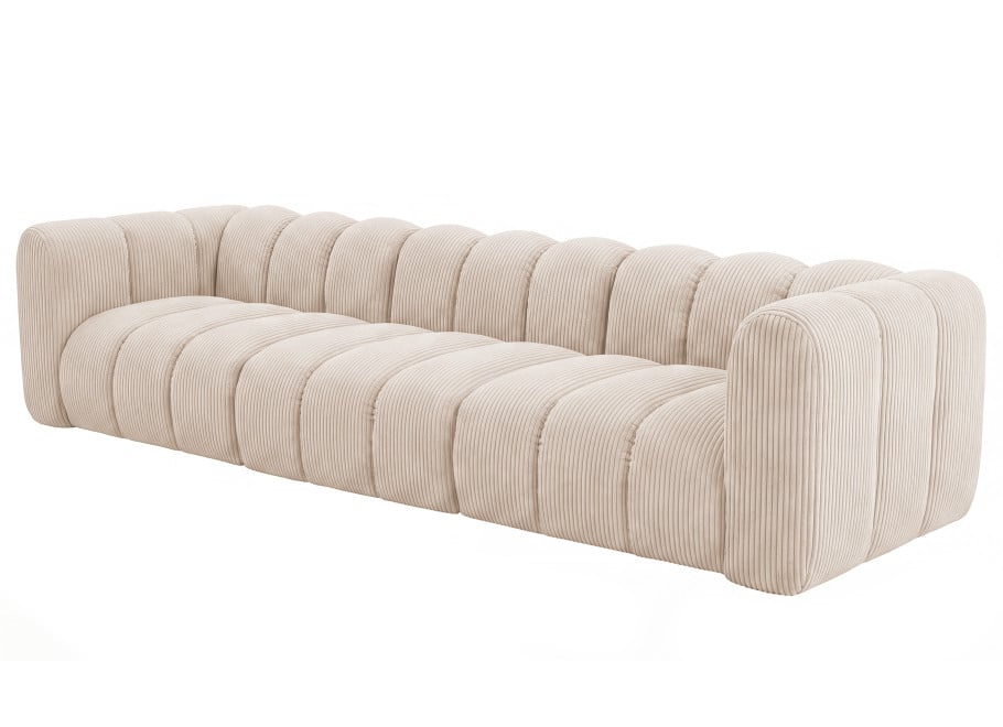 Duża sofa modułowa Velis 4-osobowa do salonu kremowa, sztruks 2