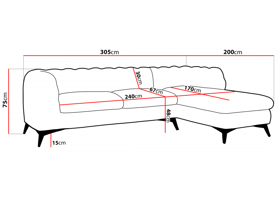 Narożnik czteroosobowy pikowany glamour Chesterfield TEO 2,5+OT 12