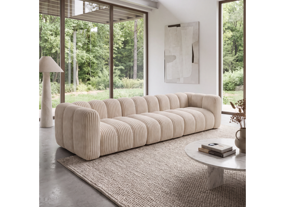 Luksusowa sofa modułowa Velis 4-osobowa w kolorze Ecru, sztruks 2