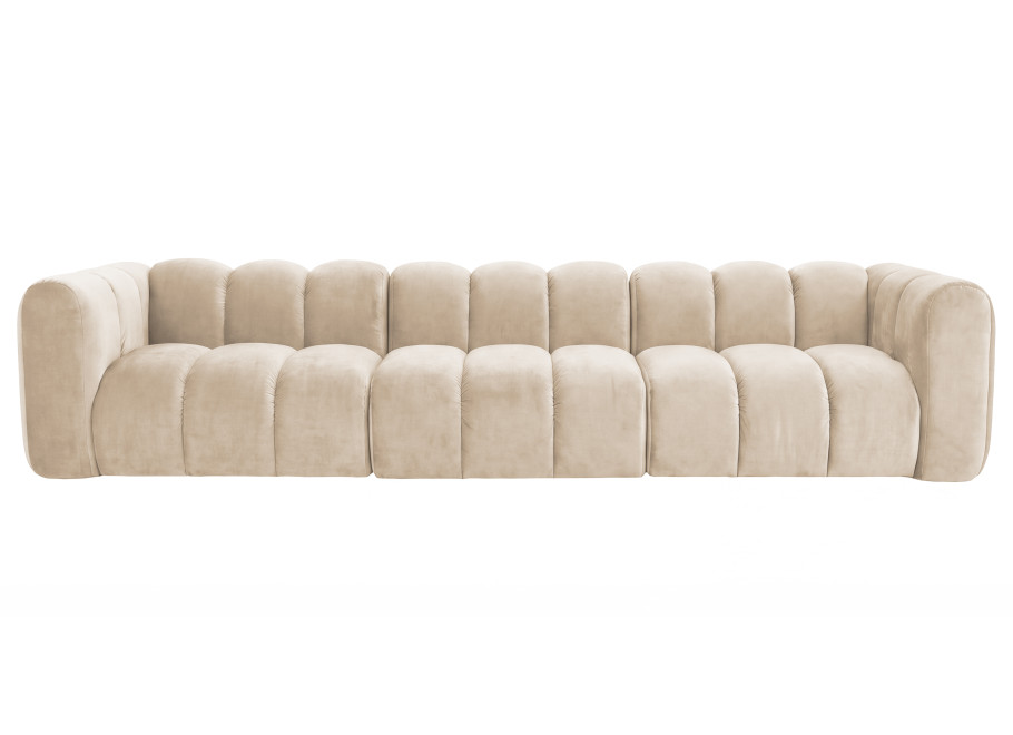 Ekskluzywna sofa Velis 4-osobowa w welurze, kremowa 3