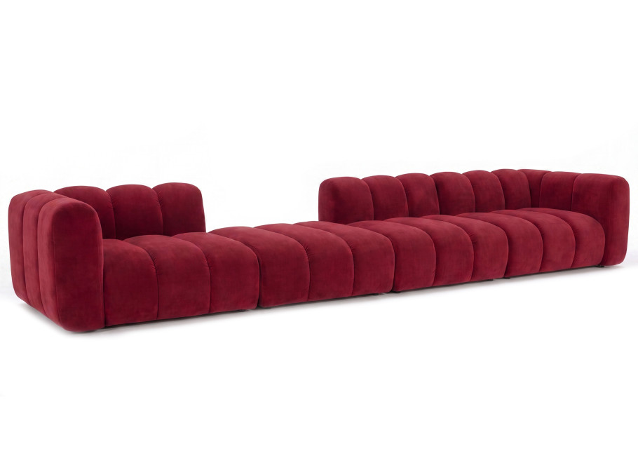 Luksusowa sofa modułowa Velis 6-osobowa w czerwonym welurze 2
