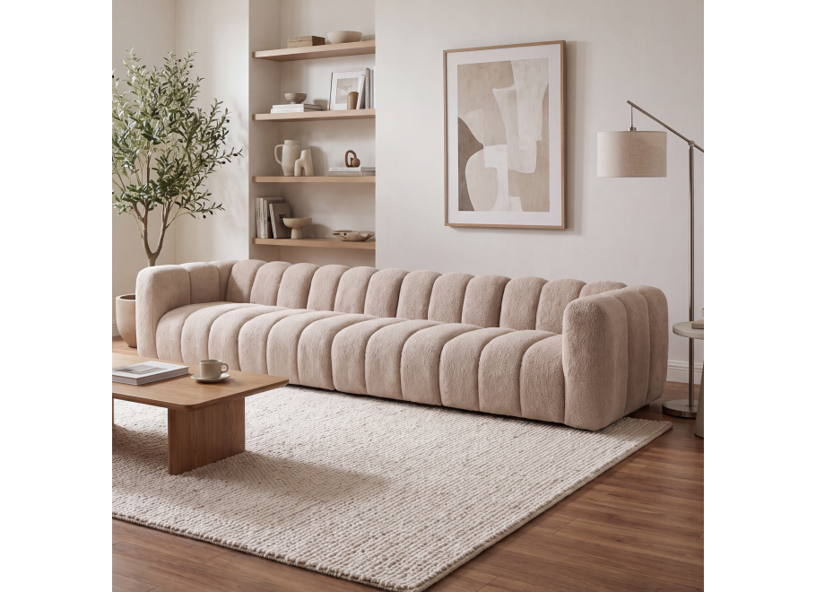 Luksusowa 6-osobowa sofa Velis modułowa do salonu boucle, beżowa