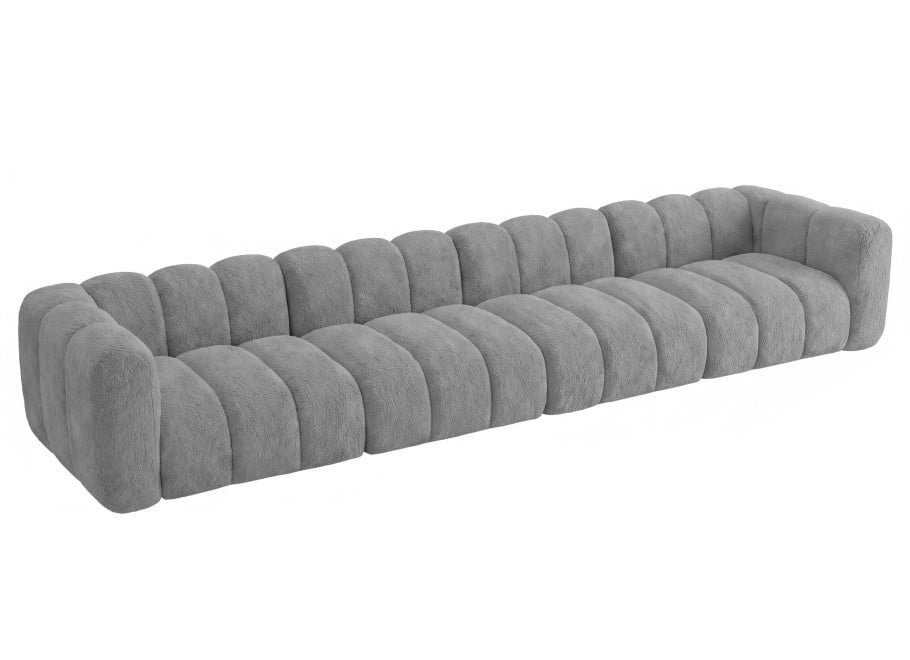 Nowoczesna jasnoszara sofa modułowa Velis 6-osobowa w tkaninie boucle 2